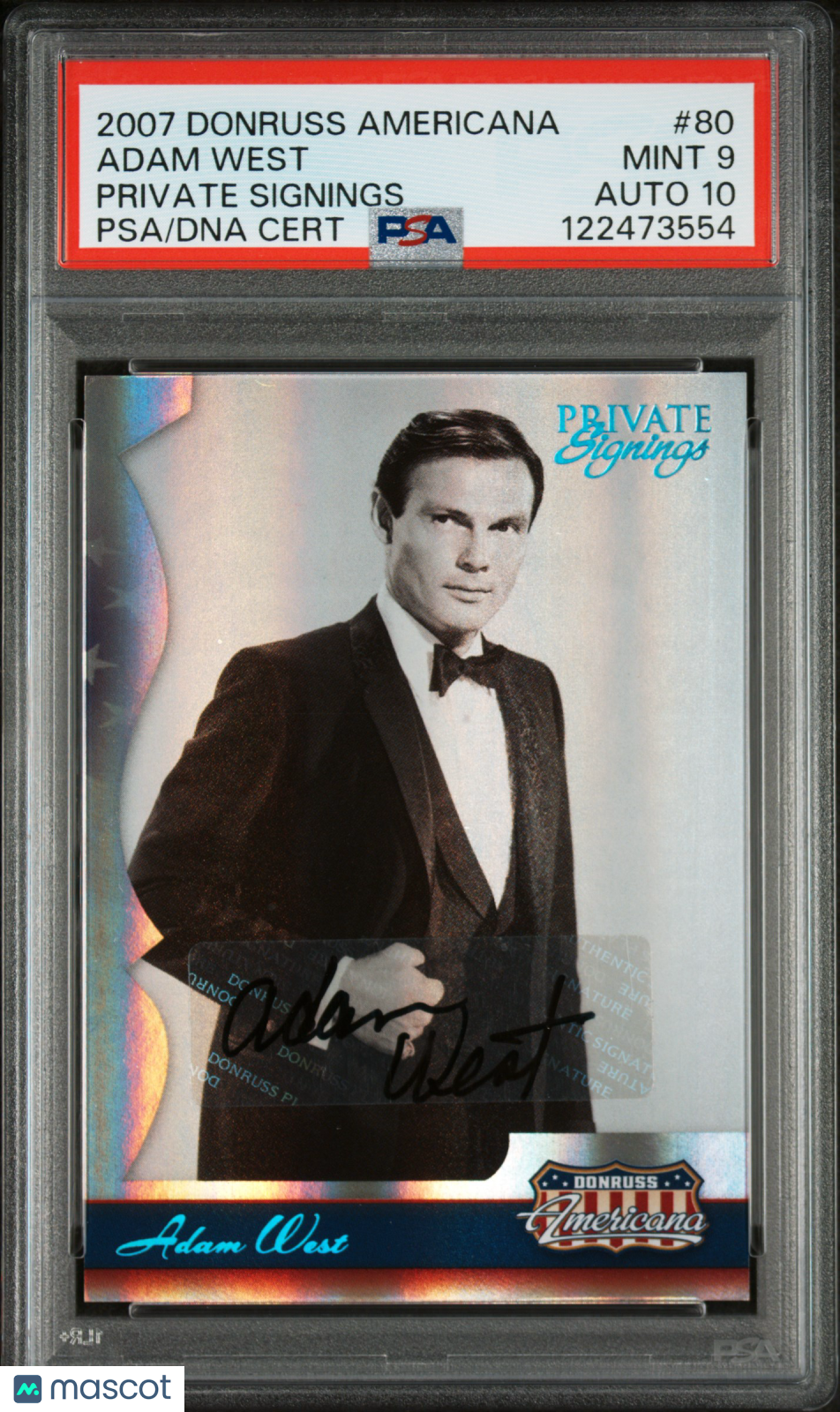 2007 Donruss Americana Private Signings Adam West Batman #80 PSA 9/10 Auto