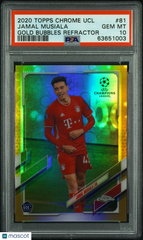 2020 Topps Chrome UEFA Jamal Musiala #81 Gold Bubbles Refractor Rookie SP PSA 10