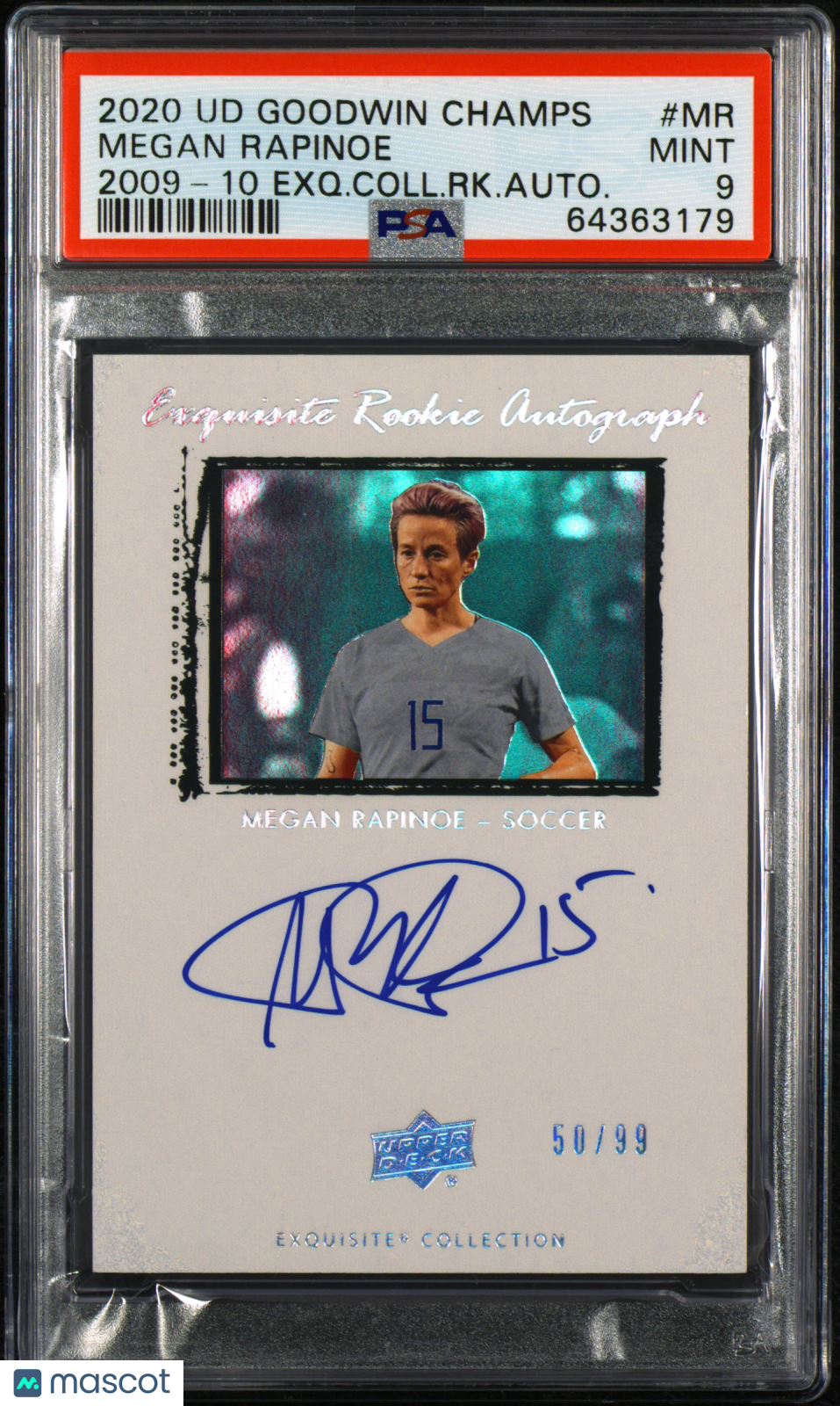 2020 UD Goodwin Champions 2009 Exquisite Coll Rookie Auto Megan Rapinoe 99 PSA 9