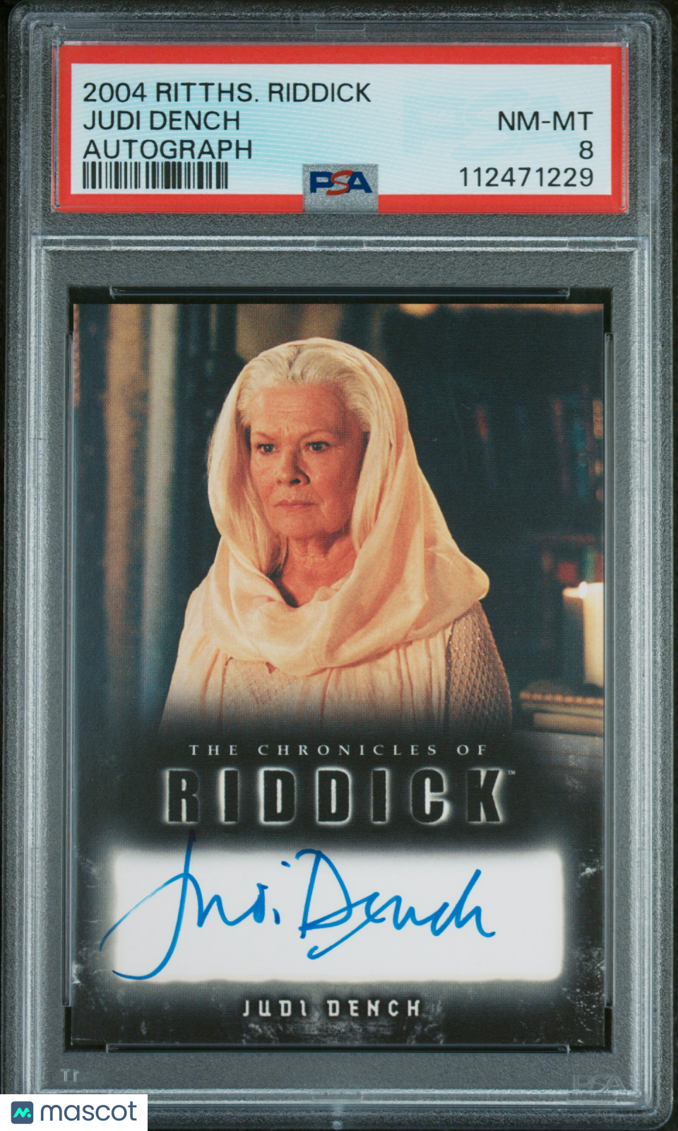 2004 Chronicles Of Riddick Autograph Judi Dench as Aereon LE Auto PSA 8 NM-MT