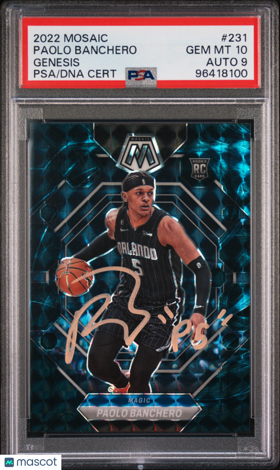 2022 Mosaic Paolo Banchero #231 Rookie Auto “P5” Nickname Genesis PSA 10