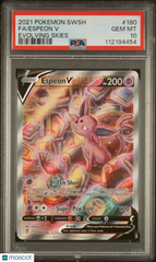 2021 Pokemon Sword & Shield Evolving Skies Espeon V Fa #180 PSA 10 Gem Mint