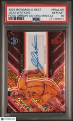 2024 Bowman University Best Auto Juju Watkins Orange Mini Diamond Ref /25 PSA 10