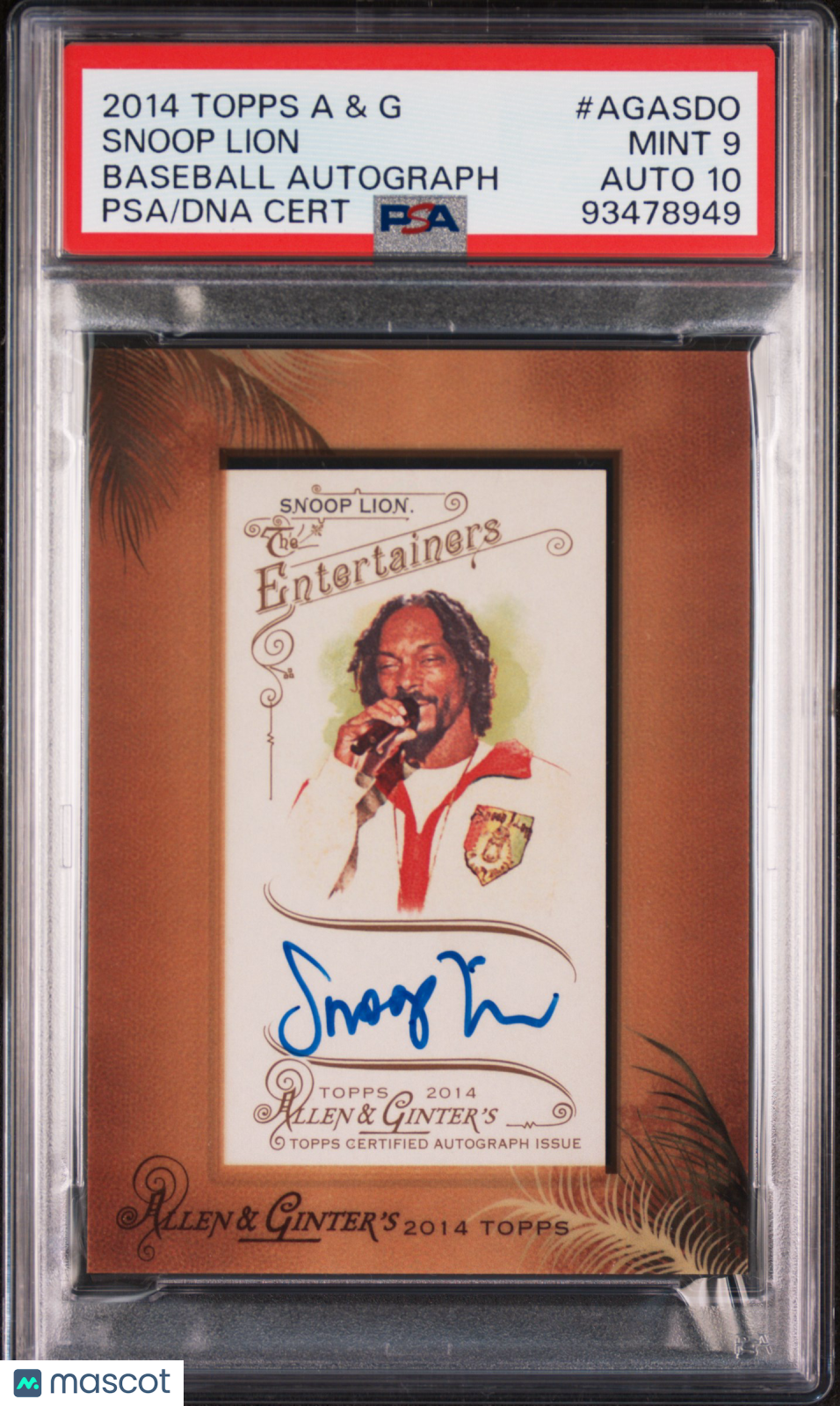 2014 Topps Allen & Ginter Baseball Autograph Rare Snoop Lion Dogg PSA 9 Auto 10