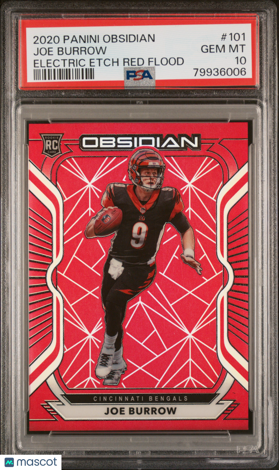2020 Obsidian Joe Burrow #101 Electric Etch Red Flood Rookie #/25 PSA 10 POP 3