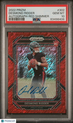 2022 Panini Prizm Desmond Ridder #302 PSA 10 Rookie Red Shimmer #/35 Auto