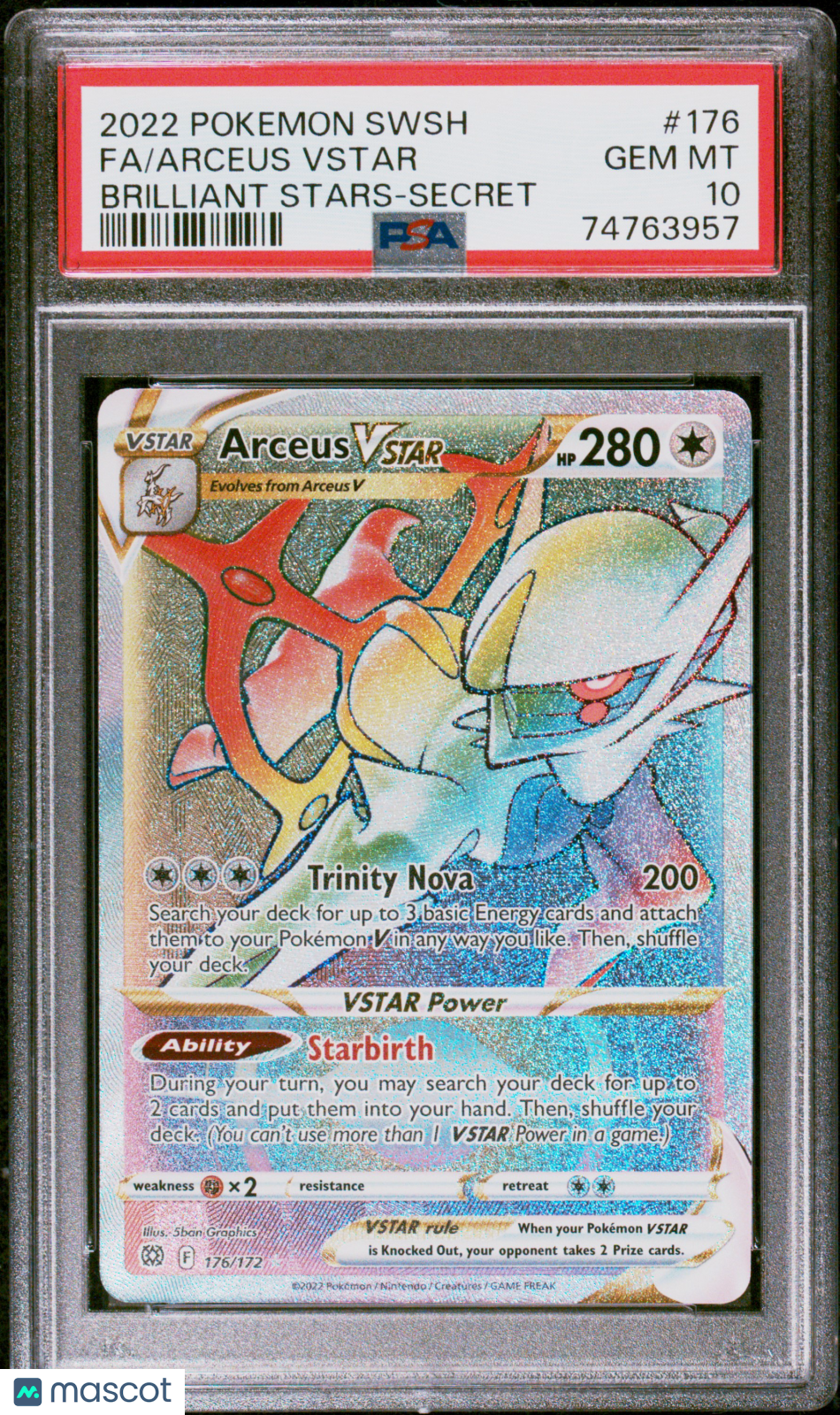 2022 Pokemon Sword & Shield Brilliant Stars Arceus VSTAR Secret Fa PSA 10 #176