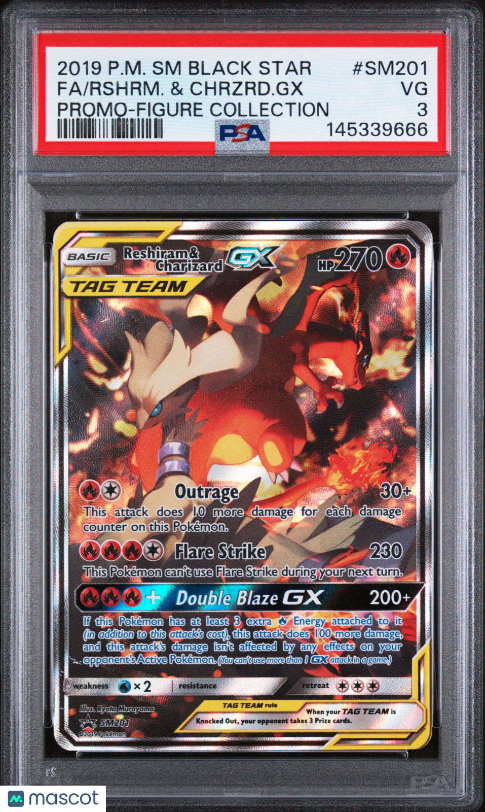 2019 Pokemon Black Star Promo Reshiram Charizard Tag Team Figure Fa PSA 3 #SM201