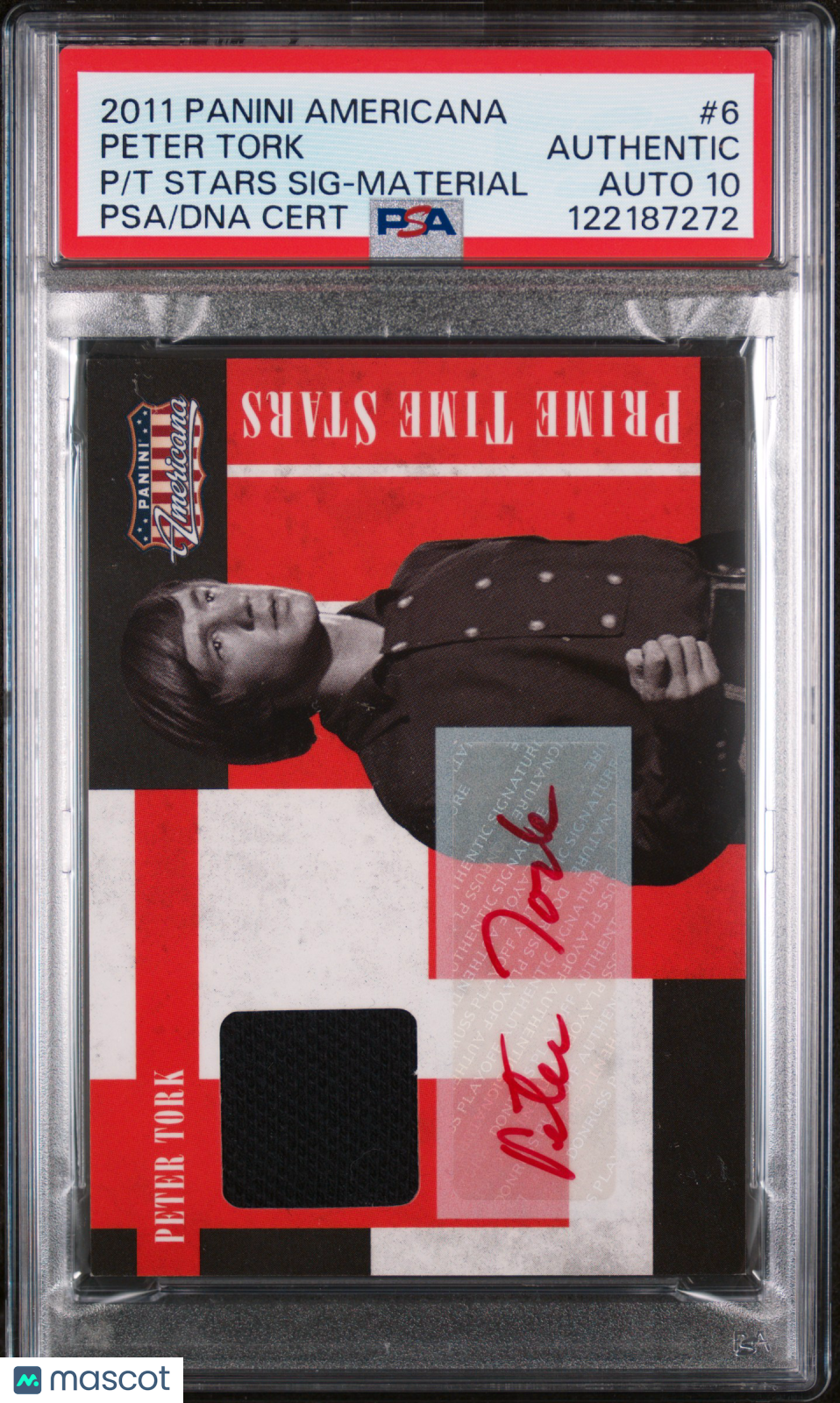 2011 Panini Americana Prime Time Stars Signatures Peter Tork #6 PSA Monkees Auto