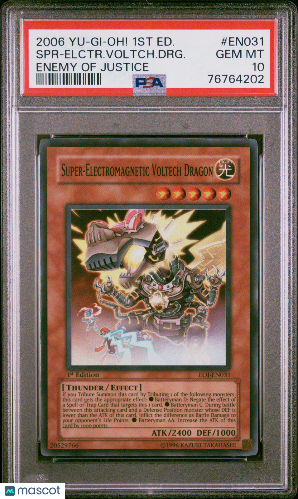 2006 Yu-Gi-Oh! Eoj-Enemy Justice 1st Edition Holo Voltech Dragon PSA 10 #EN031