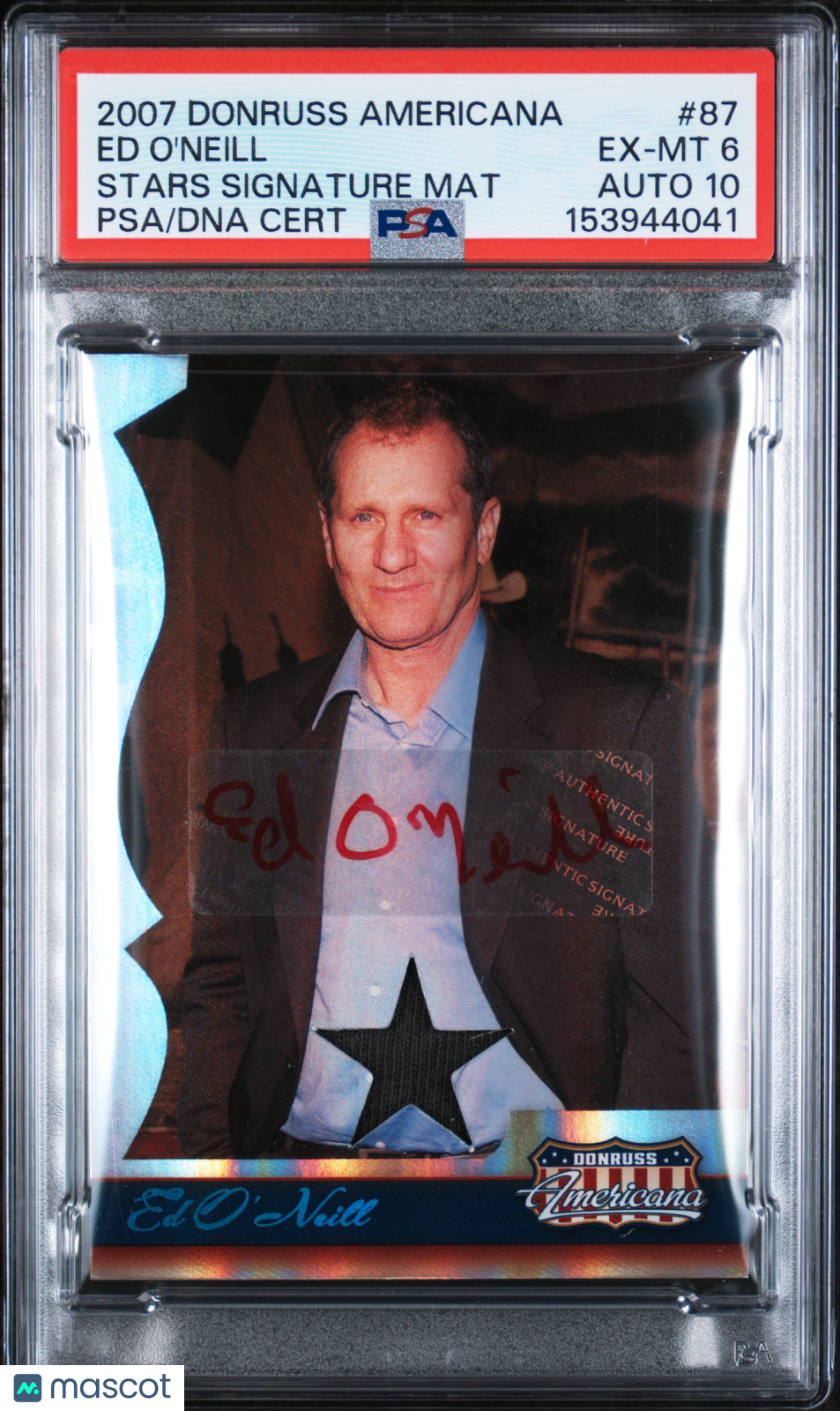 2007 Donruss Americana Stars Signature Material Ed O'Neill #87 PSA 6 Auto 10