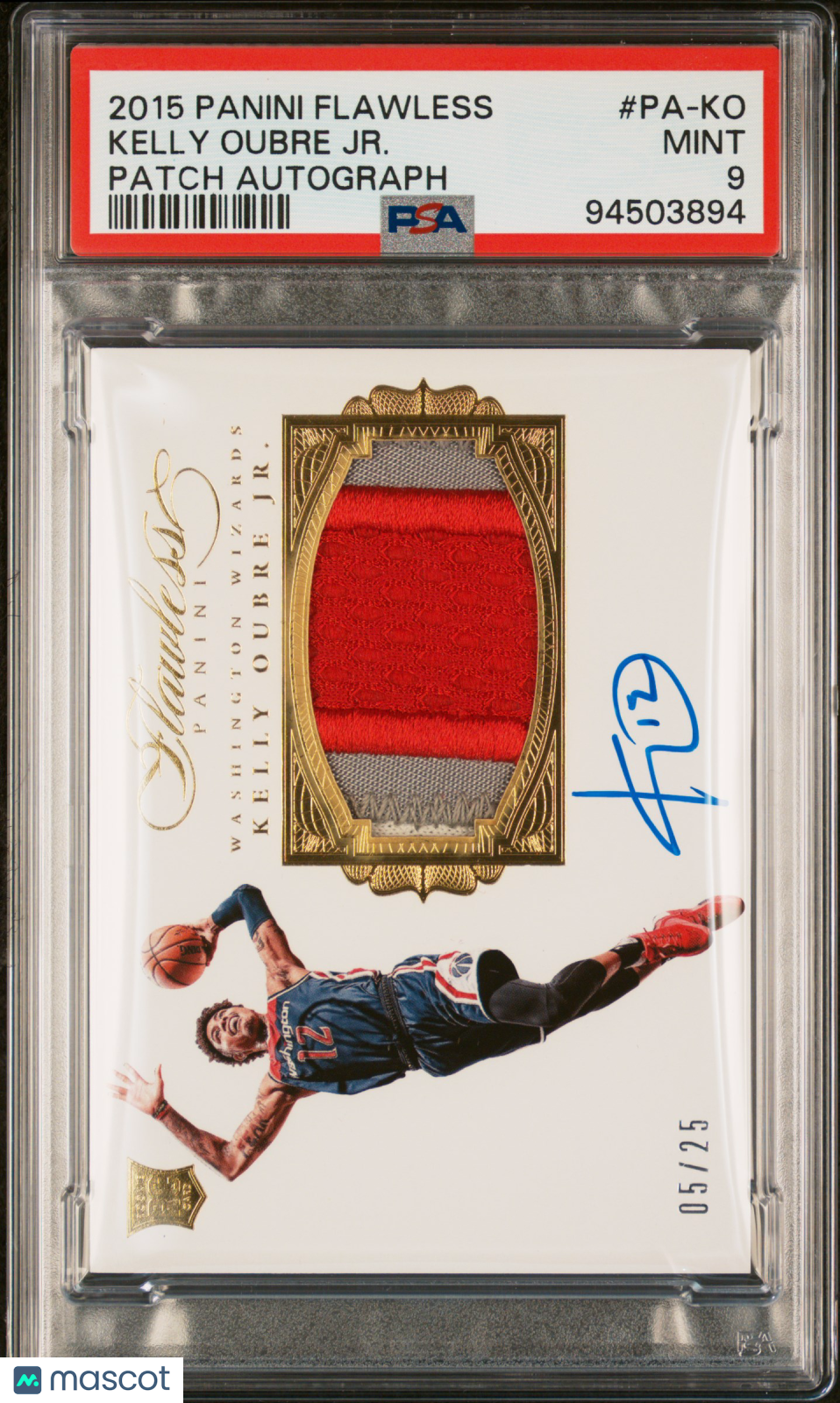 2015 Panini Flawless Patch Autograph Kelly Oubre JR. Rookie Auto 05/25 PSA 9