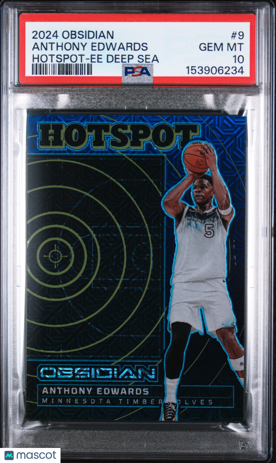 Obsidian Hotspot Anthony Edwards Blue Deep Sea #5/5 Jersey Number PSA 10 POP1
