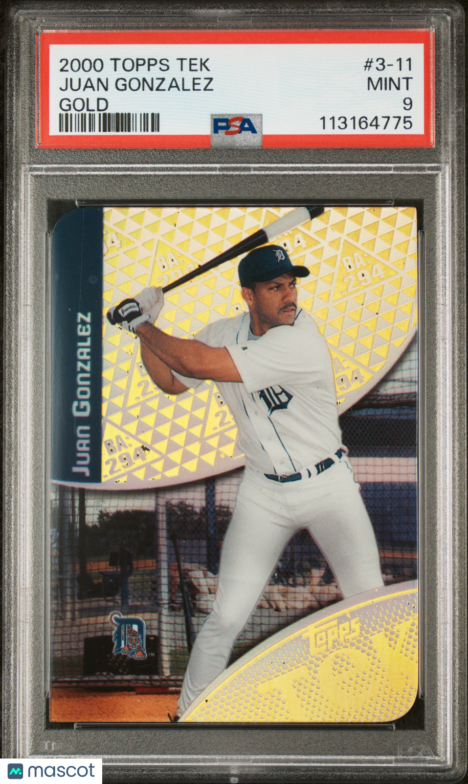 2000 Topps Tek Juan Gonzalez #3-11 Gold #/10 Batting Pattern PSA 9