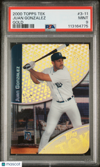 2000 Topps Tek Juan Gonzalez #3-11 Gold #/10 Batting Pattern PSA 9