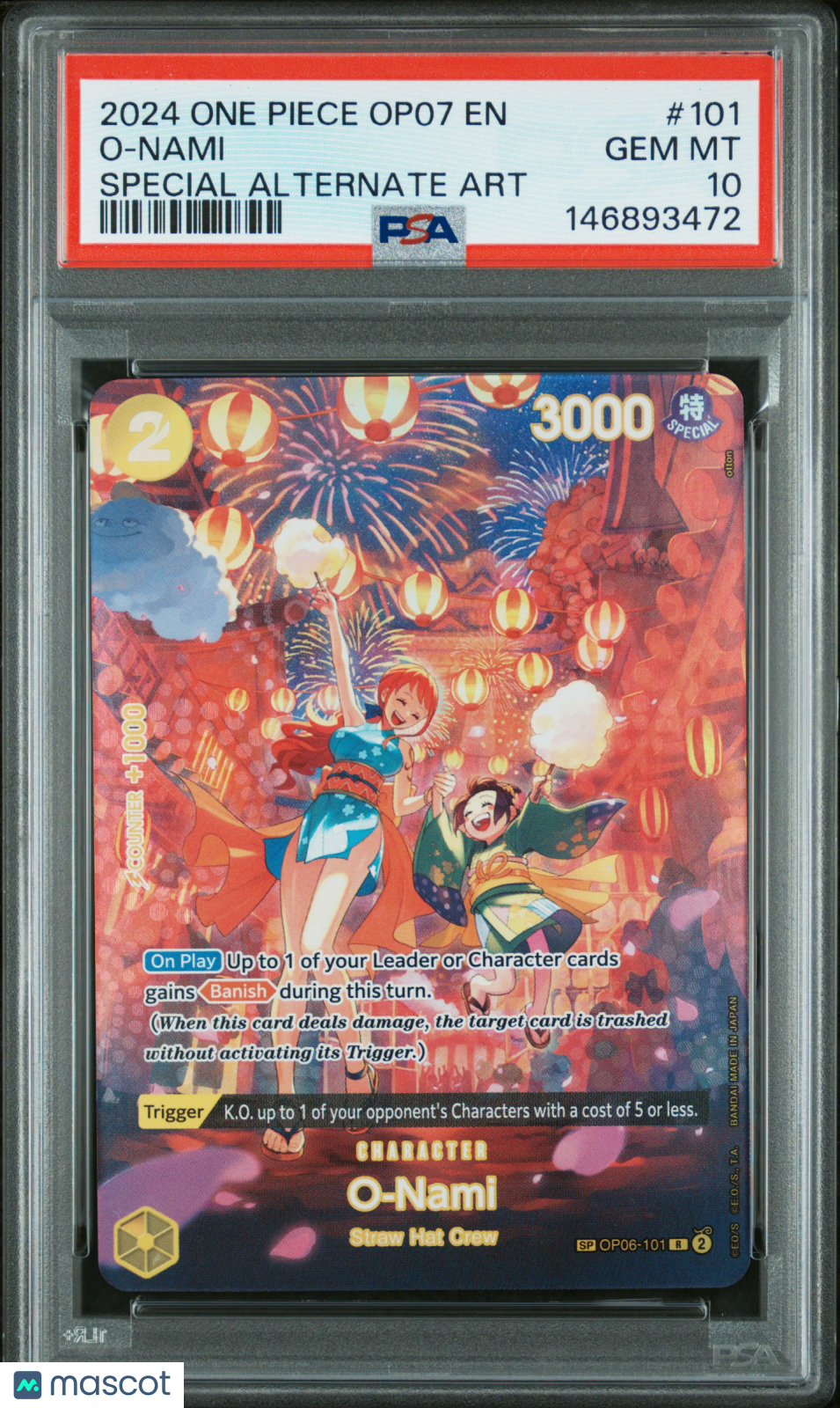 2024 One Piece Op07-500 Years In The Future O-Nami Special Alt Art PSA 10 #101