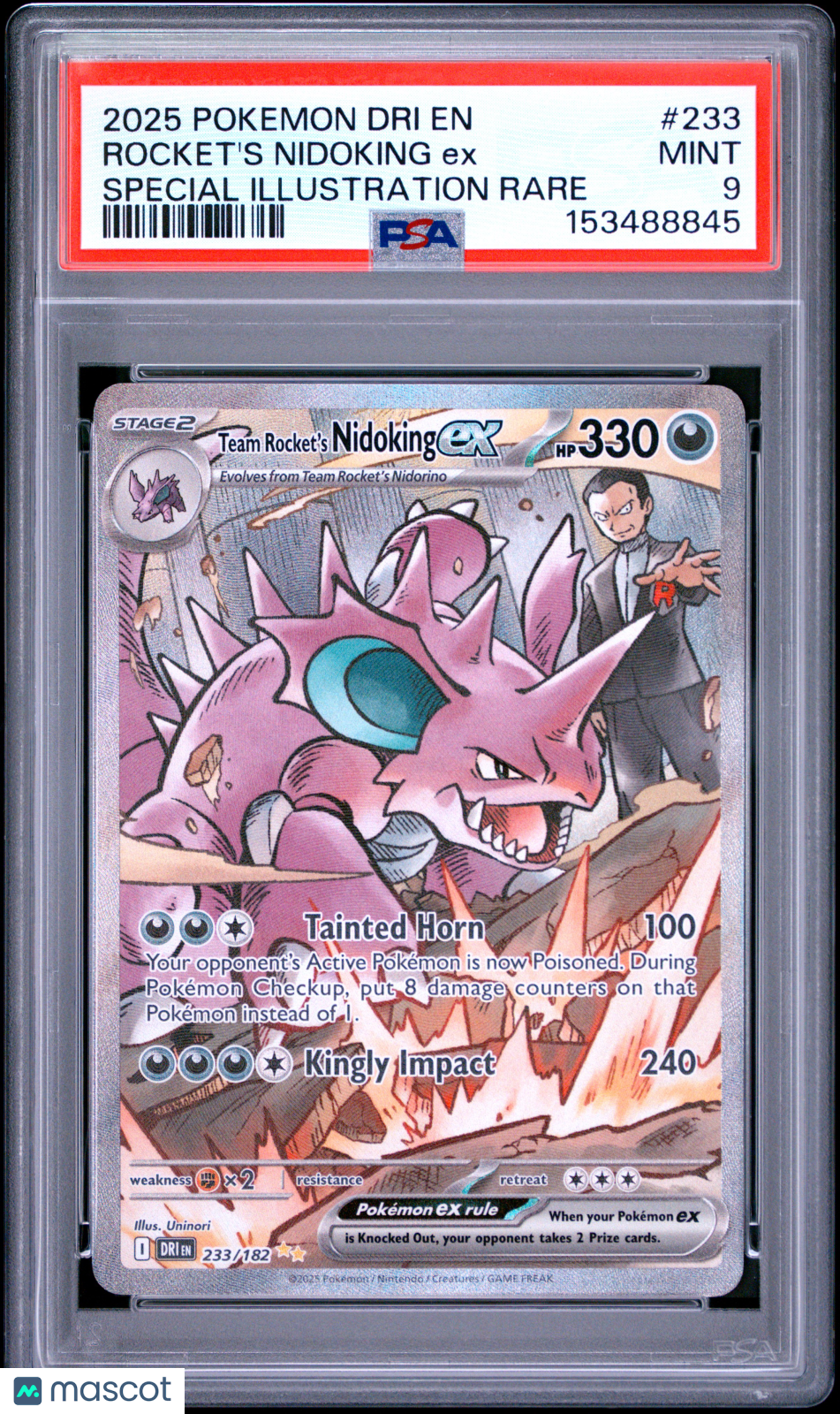 2025 Pokemon Destined Rivals Rocket's Nidoking EX Special Illus Rare PSA 9 #233