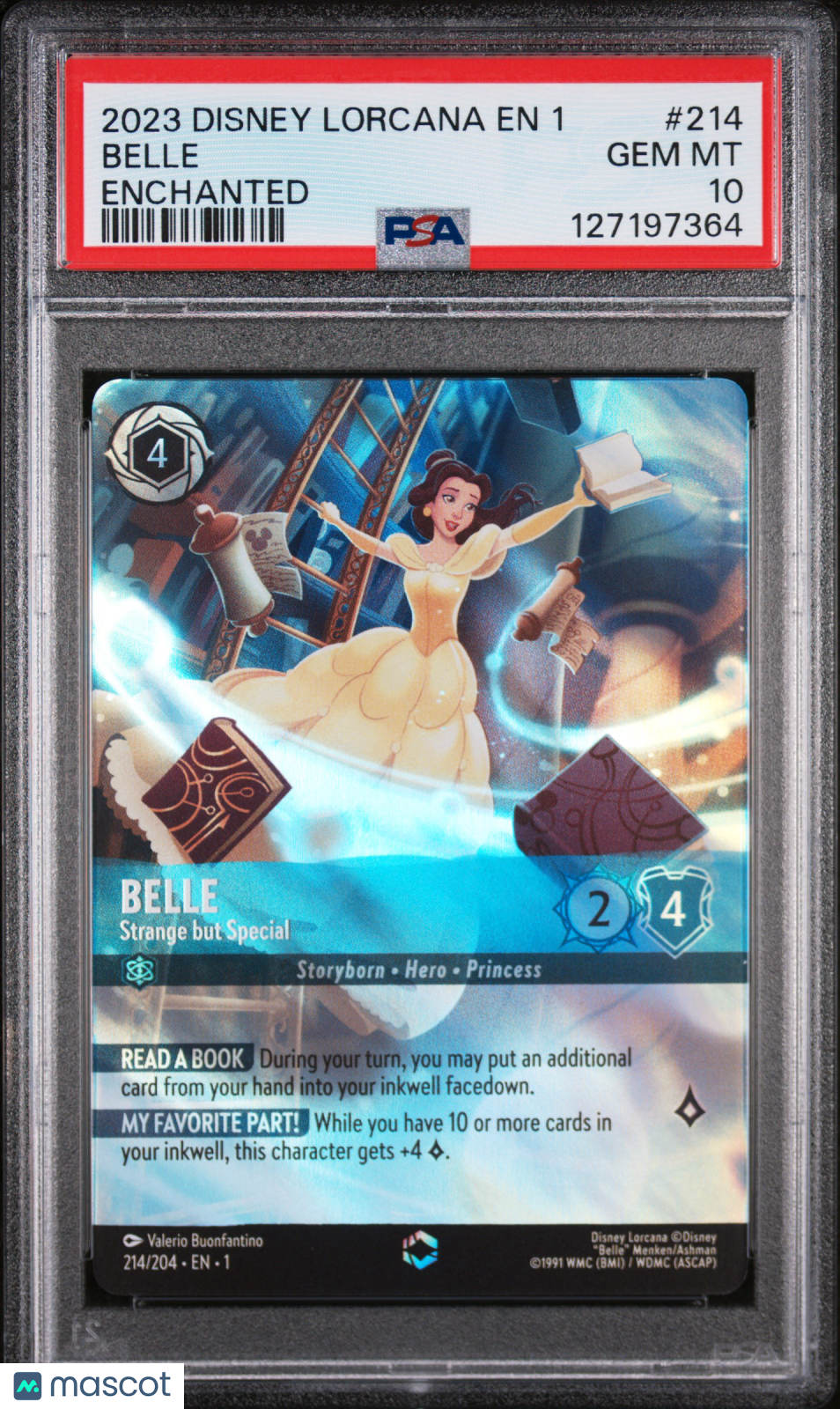 2023 Disney Lorcana EN 1-The First Chapter Belle #214 Enchanted Foil PSA 10