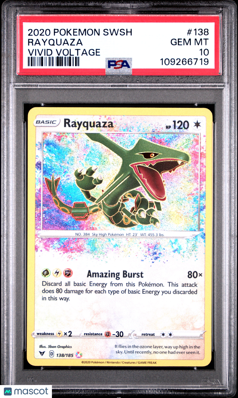 2020 Pokemon Sword & Shield Vivid Voltage Rayquaza Holo PSA 10 #138 Gem Mint