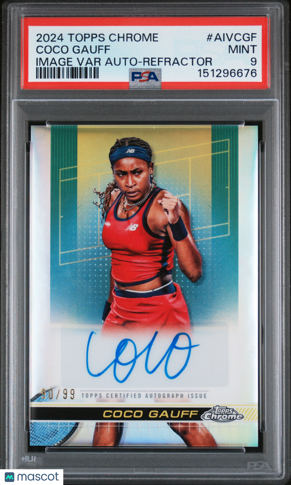 2024 Topps Chrome Tennis Image Variation Auto Coco Gauff Refractor /99 PSA 9