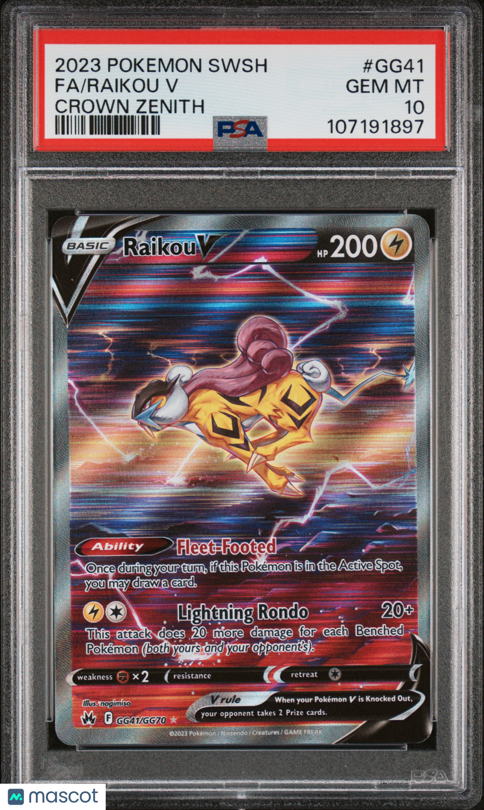 2023 Pokemon Sword Shield Crown Zenith Raikou V Fa PSA 10 #GG41 Gem MInt