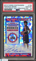 2019 Contenders Terance Mann #135 Rookie Cracked Ice #/25 Auto PSA 10  RC