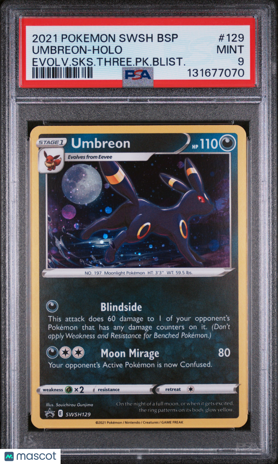 2021 Pokemon Black Star Promo Umbreon Evol Three Blist PSA 9 #129