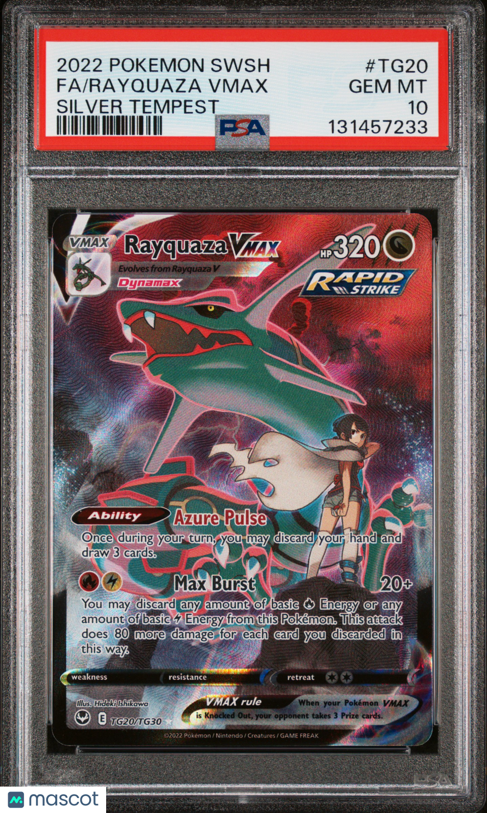 2022 Pokemon Sword Shield Silver Tempest Rayquaza VMAX Fa PSA 10 #TG20 Gem Mint