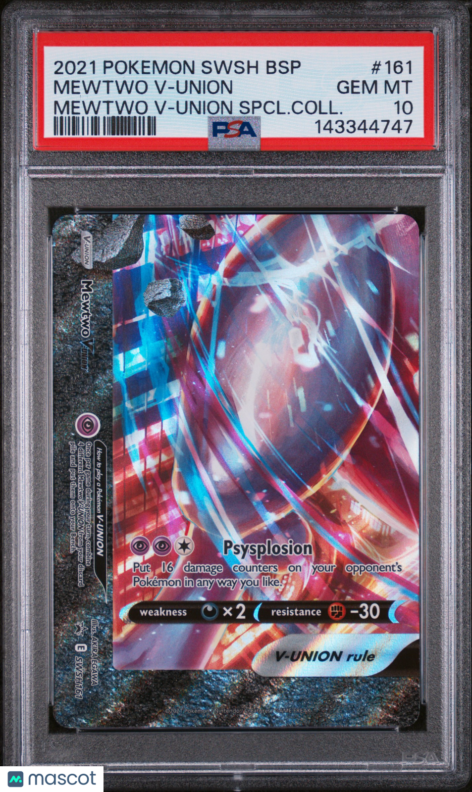 2021 Pokemon Swsh Black Star Promo Mewtwo V-Union Special Coll PSA 10 #161