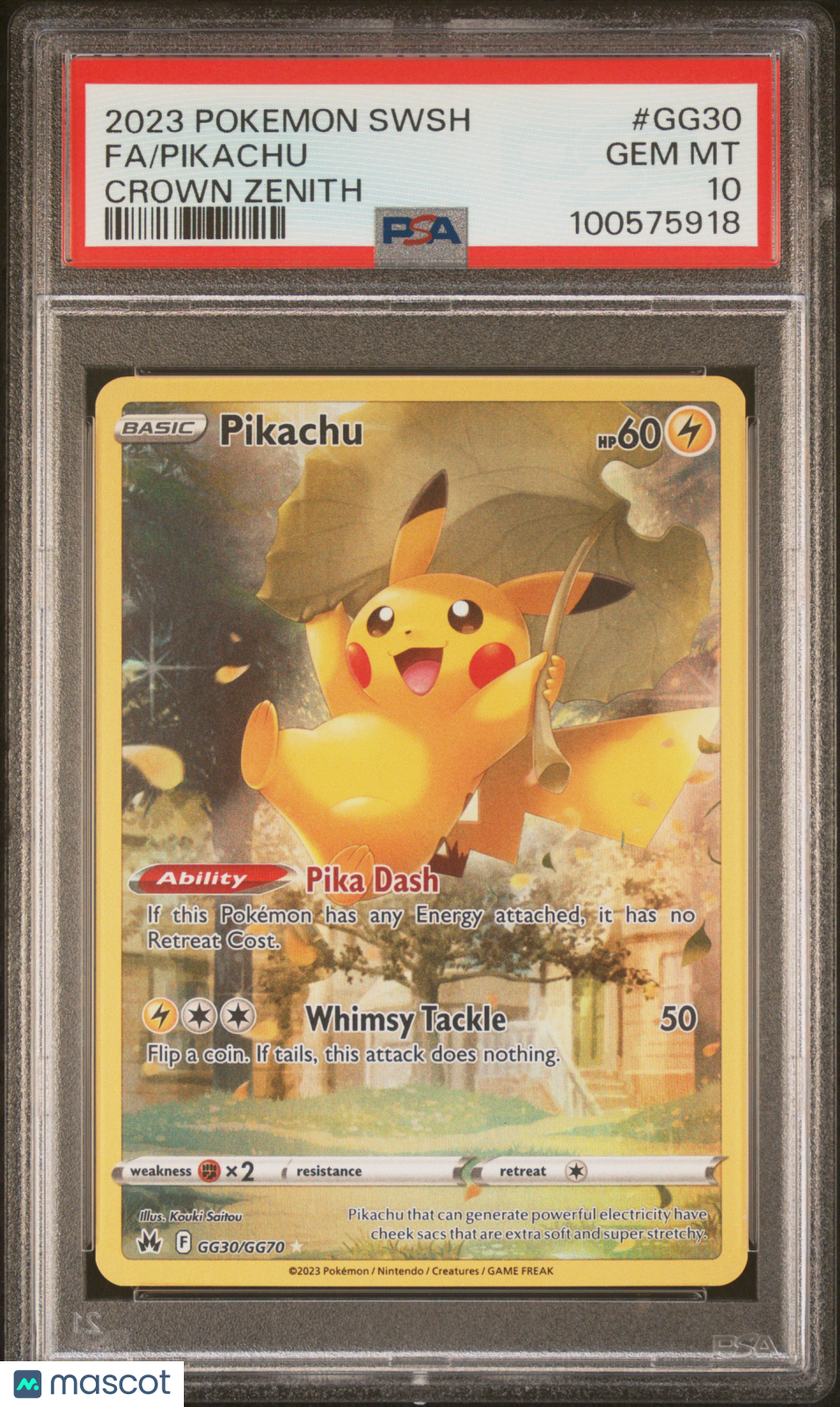 2023 Pokemon Sword And Shield Crown Zenith Pikachu Crown Zenith Fa PSA 10 #GG30