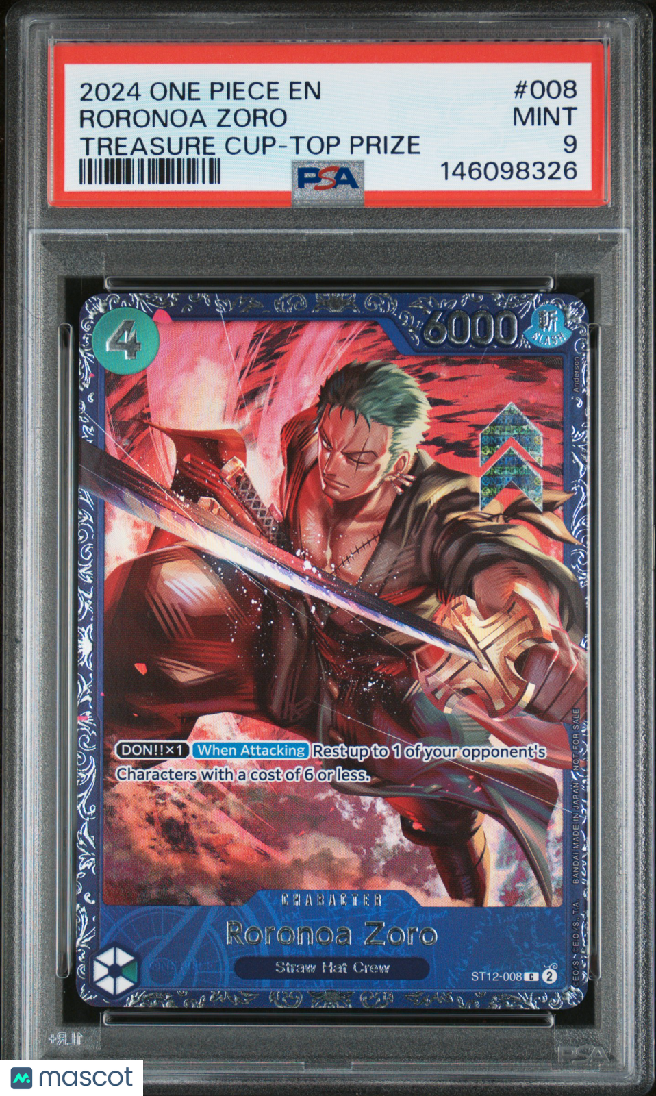 2024 One Piece Promos Roronoa Zoro Treasure Cup-Top Prize PSA 9 #008 Mint