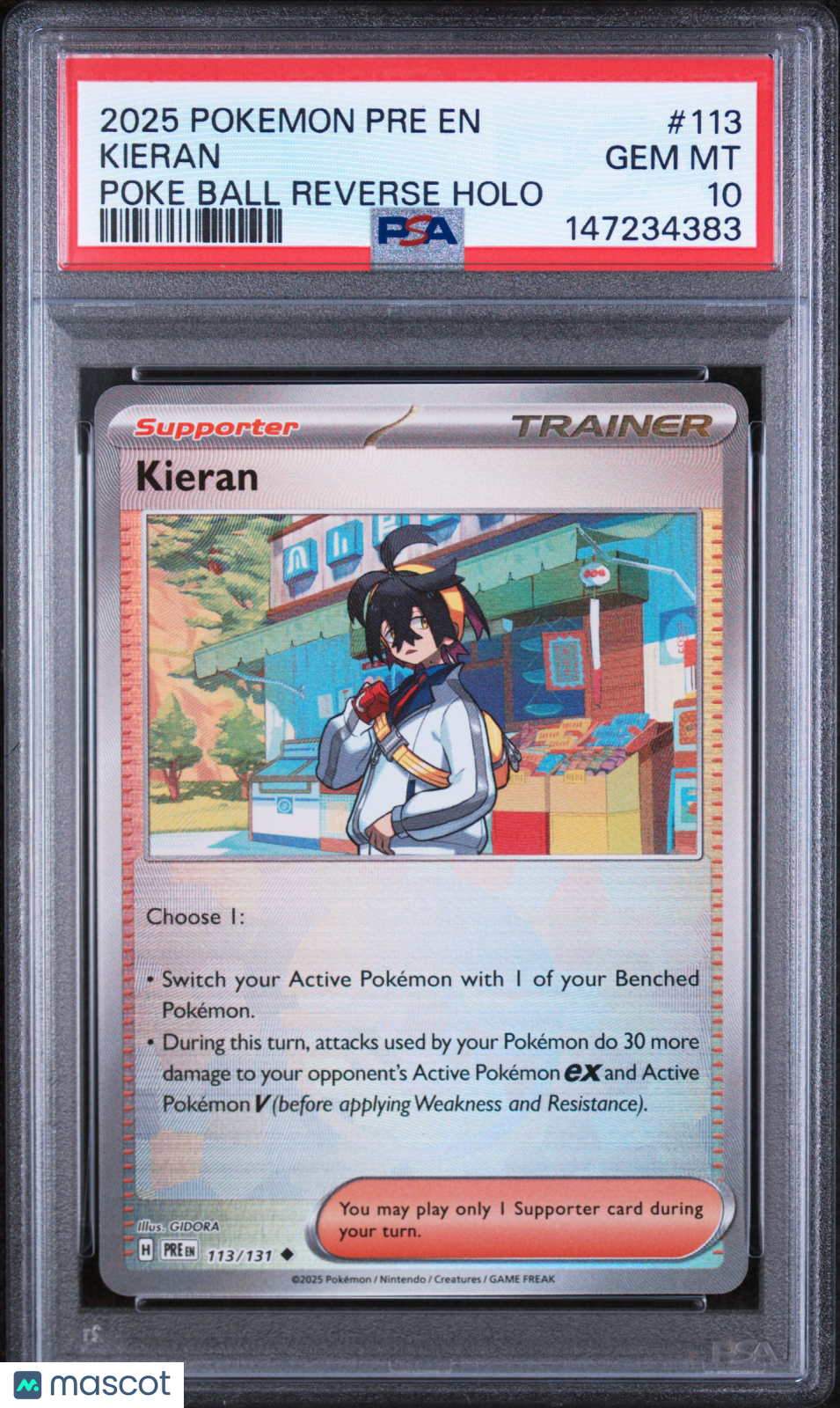2025 Pokemon EN-Prismatic Evolutions Kieran Poke Ball Reverse Holo PSA 10 #113