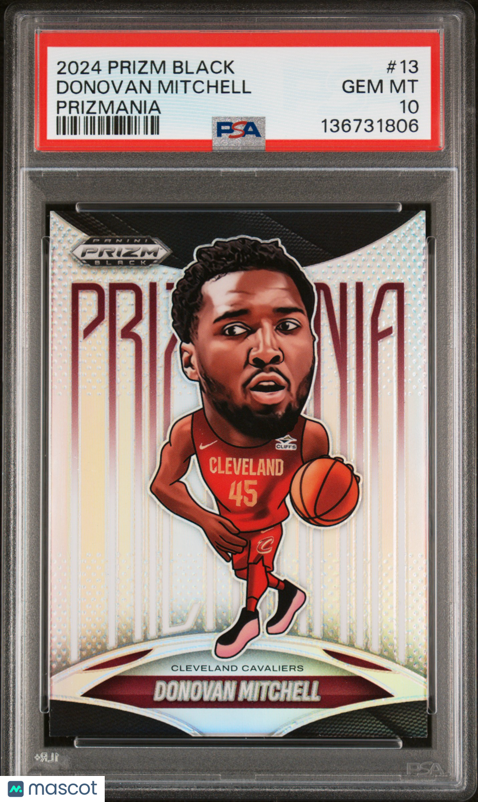 2024 Panini Prizm Black Prizmania Donovan Mitchell #13 Silver SP Low Pop PSA 10