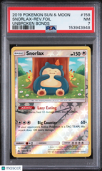 2019 Pokemon Sun & Moon Unbroken Bonds Snorlax-Reverse Foil PSA 7 #158