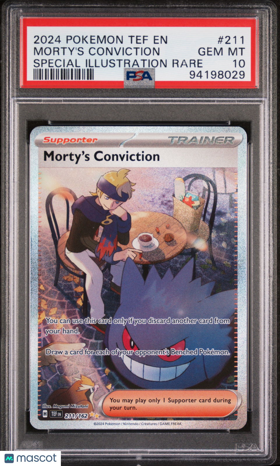 2024 Pokemon Tef EN-Temporal Forces Morty's #211 FA Special Illus Rare PSA 10