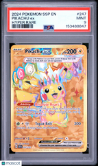 2024 Pokemon SSP EN-Surging Sparks Pikachu EX Hyper Rare PSA 9 #247 Mint