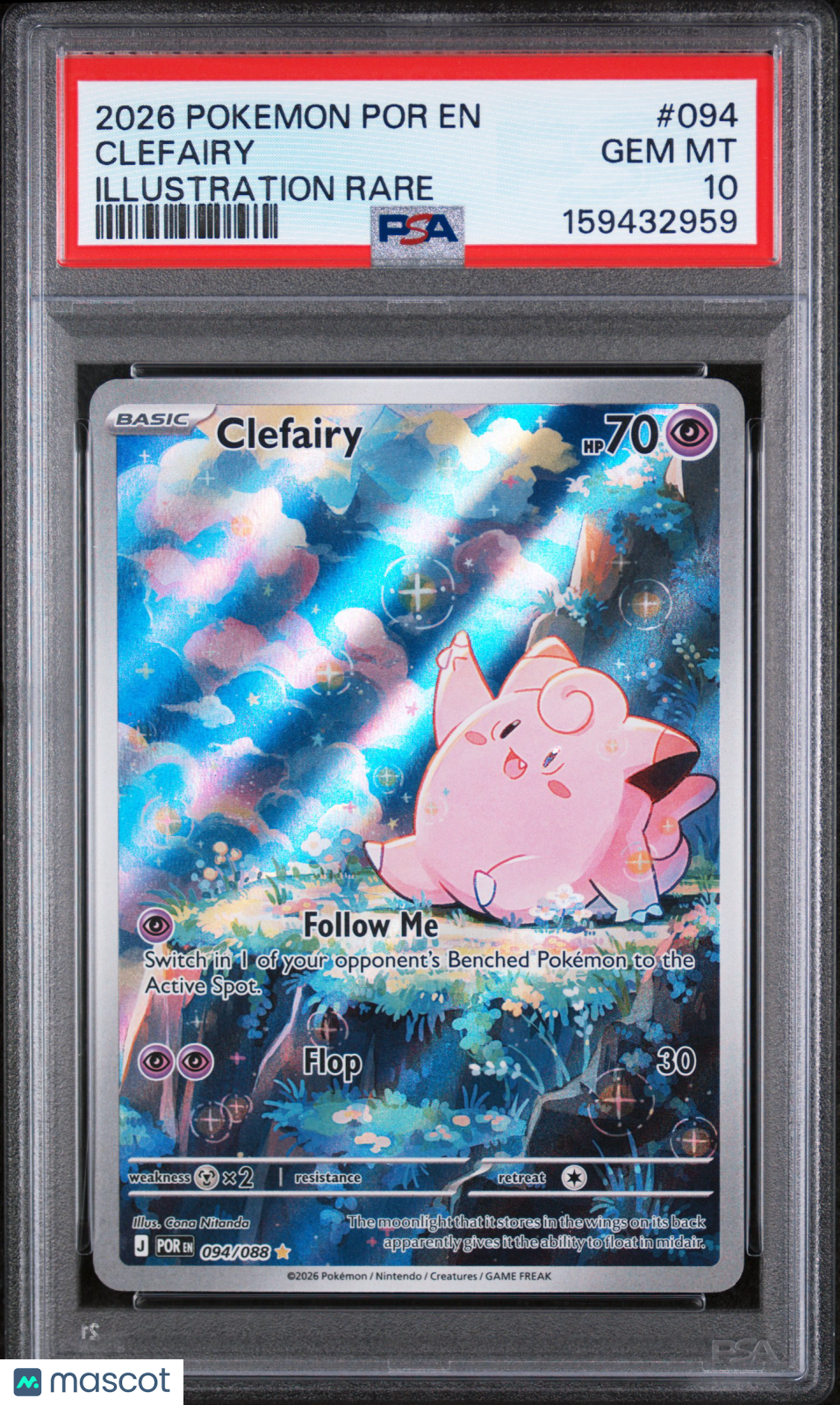 2026 Pokemon Perfect Order Clefairy Holo Holo FA Illustration Rare PSA 10 #094