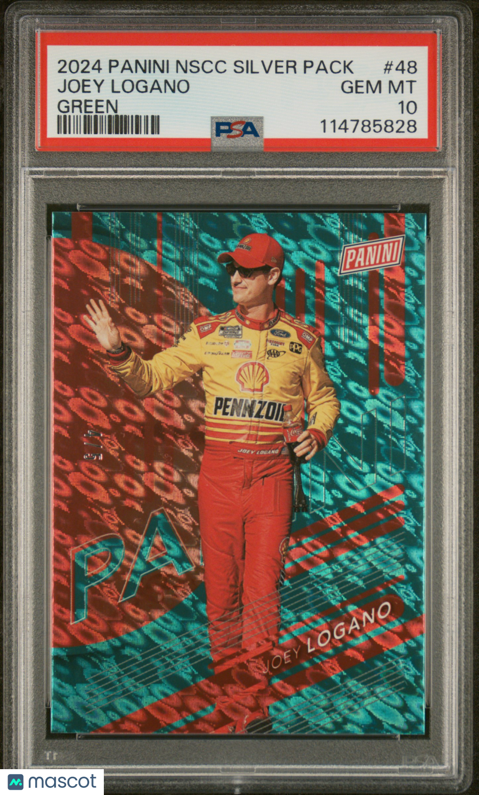 2024 Panini NSCC VIP Silver Pack Joey Logano #48 Green #4/5 PSA 10 POP 1 Gem Mt