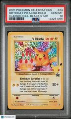 2021 Pokemon Celebrations Classic Coll Birthday Pikachu #24 Black Star PSA 10