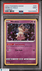 2020 Pokemon Sword & Shield Darkness Ablaze Mimikyu Holo mint Cosmos PSA 9 #081