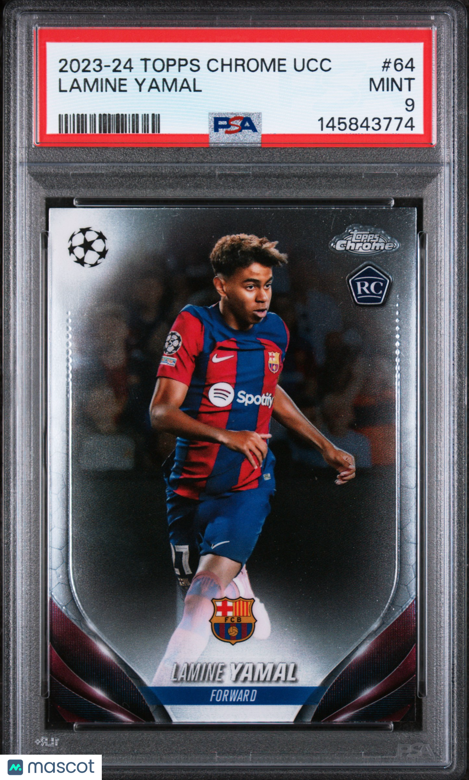 2023-24 Topps Chrome UEFA Club Competitions Lamine Yamal #64 Mint Rookie PSA 9