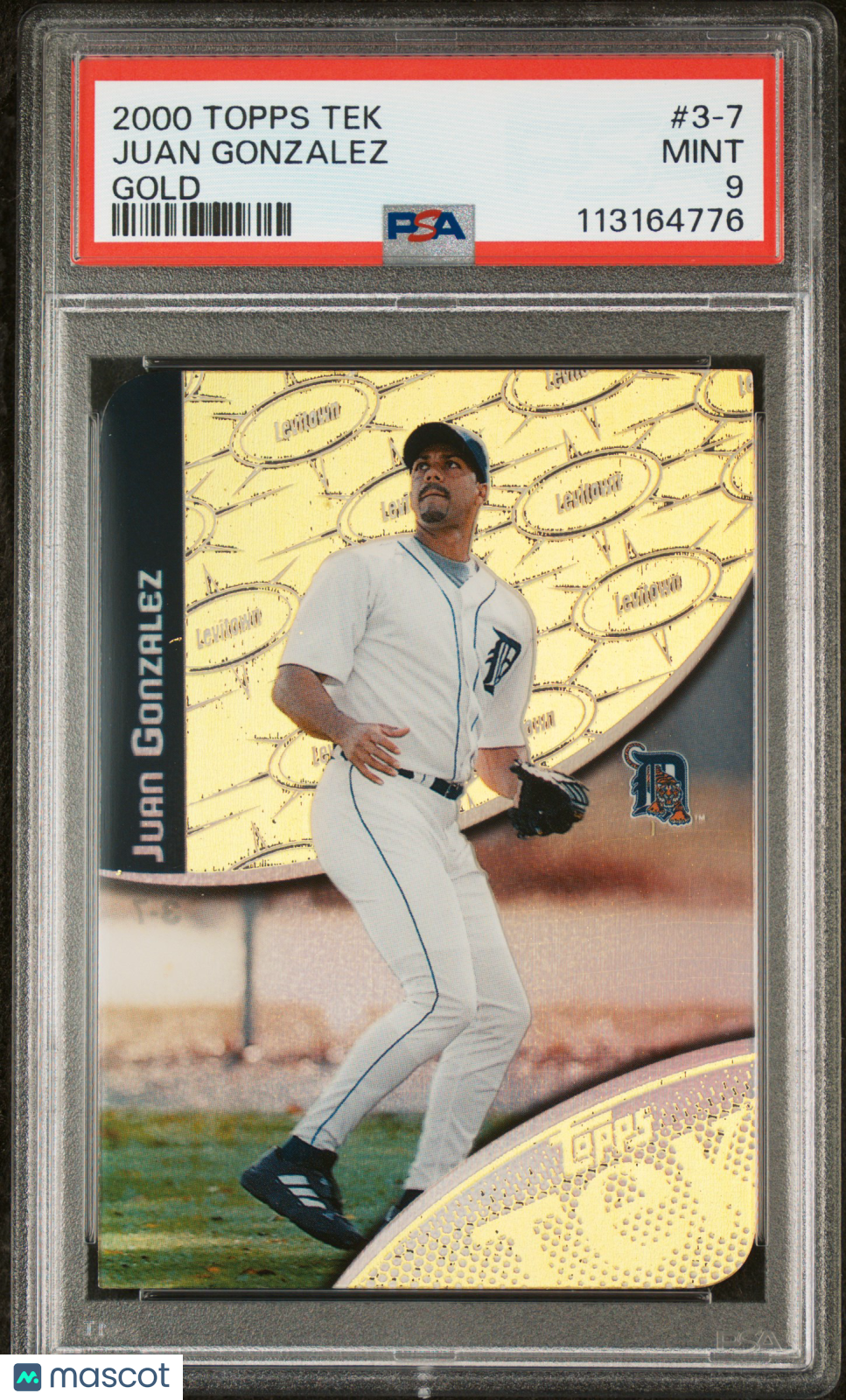 2000 Topps Tek Juan Gonzalez #3-7 Gold #/10 Hometown Pattern PSA 9