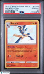 2019 Pokemon Sun & Moon Hidden Fates Lucario Holo PSA 10 #SV22 Gem Mint