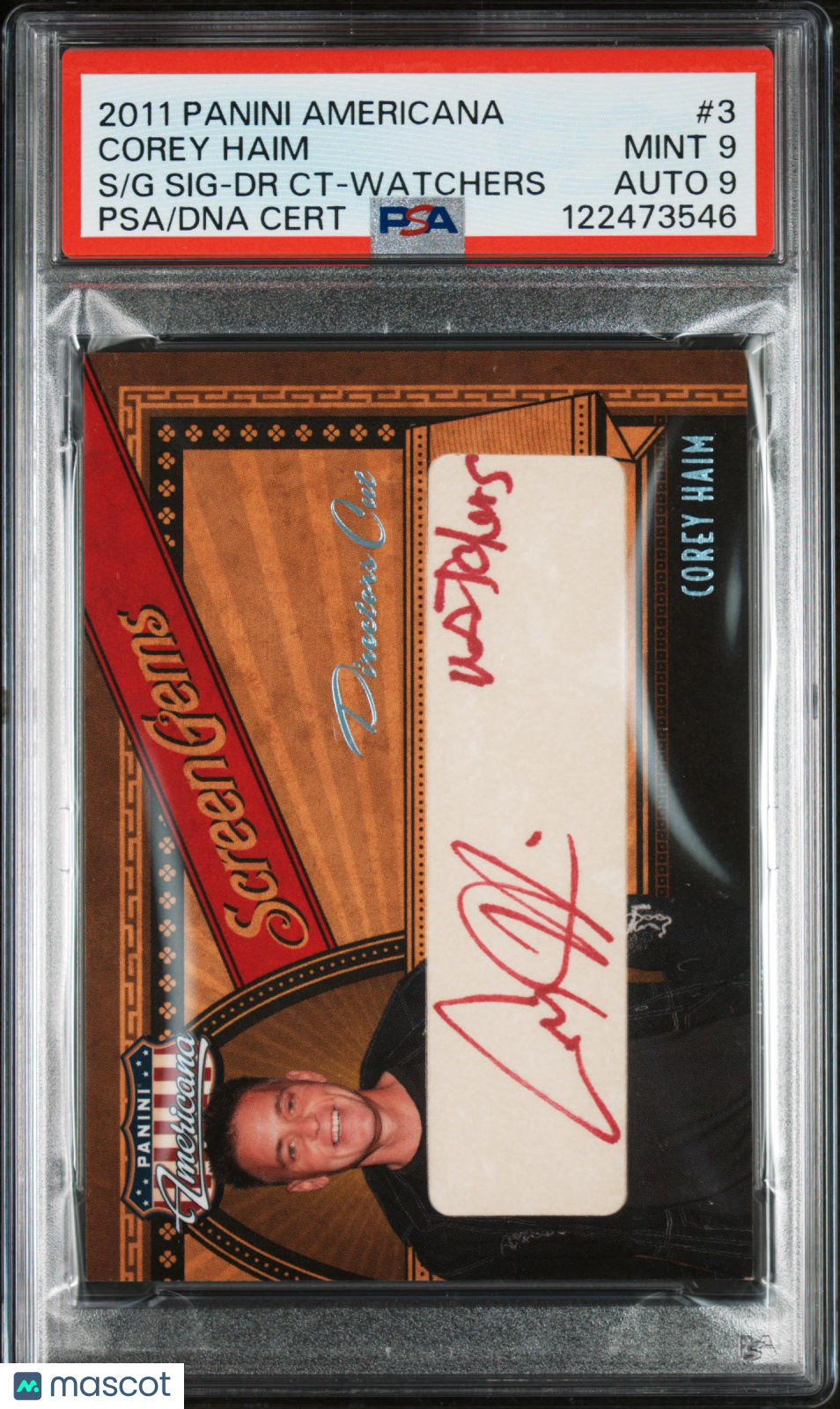 Americana Screen Gems Signature Corey Haim #/17 Red Inscriptions Watchers PSA 9