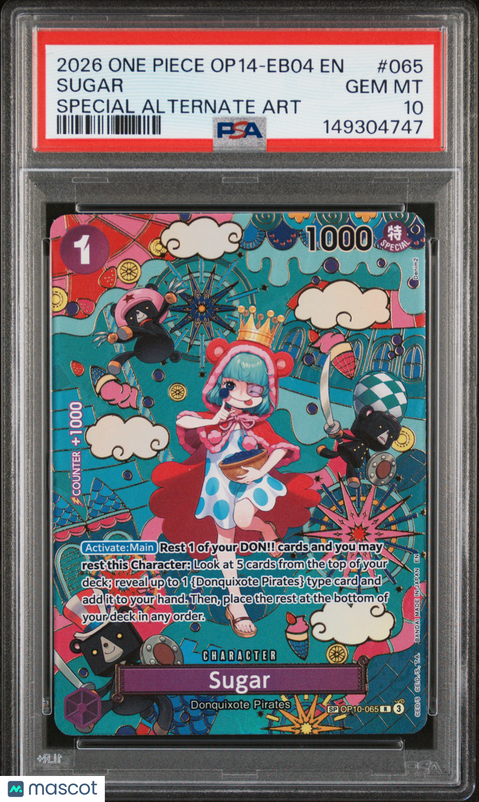 2026 One Piece Op14-Eb04-The Azure Sea's Seven Sugar Special Alt Art PSA 10 #065