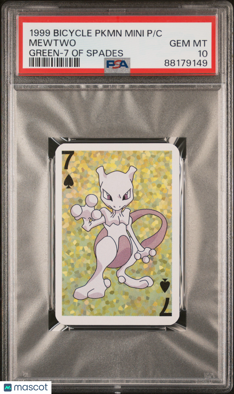 1999 Bicycle Pokemon Mini Playing Cards Green Deck Mewtwo Spades PSA 10 Gem