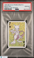 1999 Bicycle Pokemon Mini Playing Cards Green Deck Mewtwo Spades PSA 10 Gem
