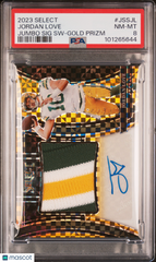 2023 Select Jumbo Signature Swatches Jordan Love Gold Prizm #/10 Auto PSA 8