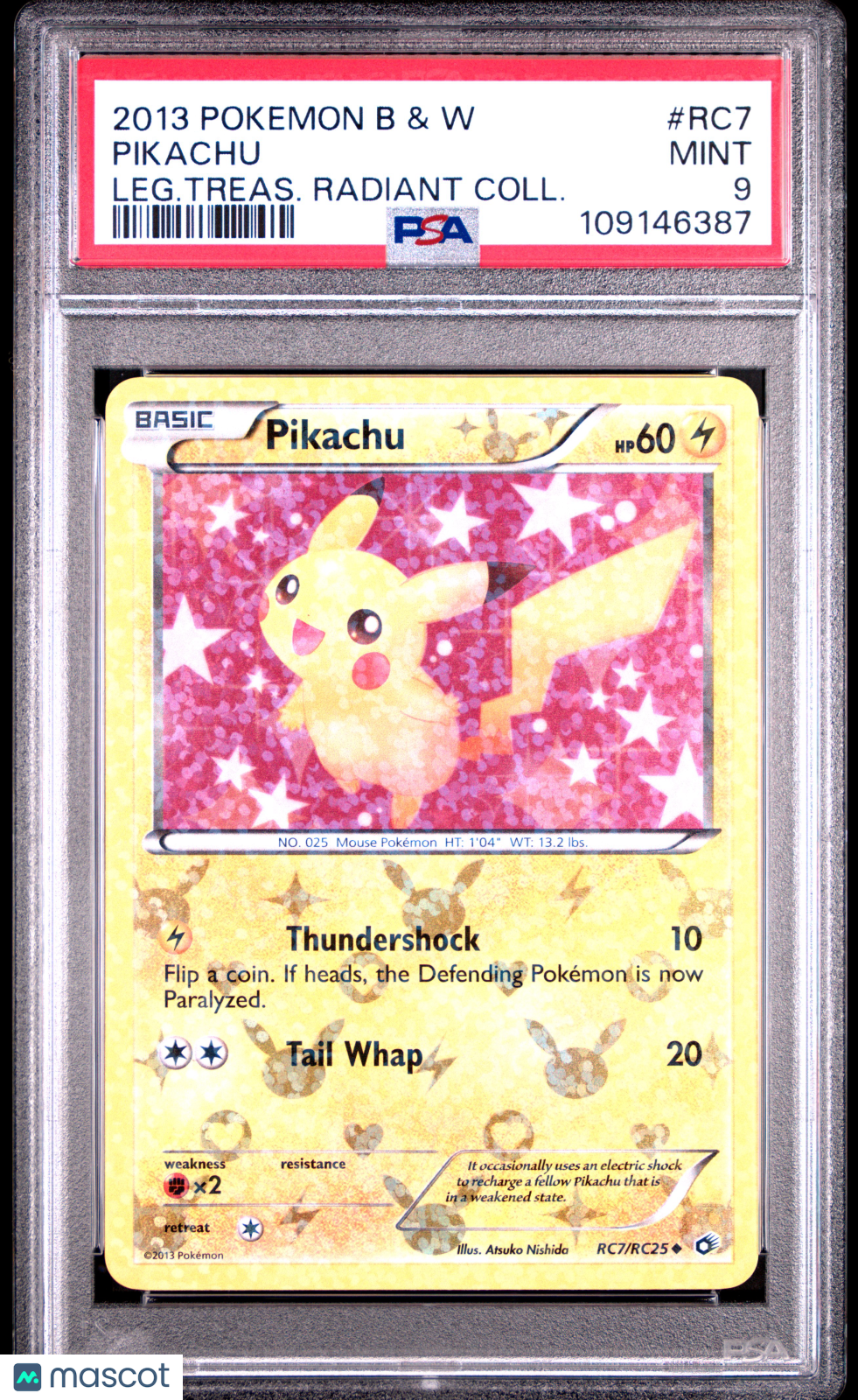 2013 Pokemon Black & White Legendary Treasures Radiant Coll Pikachu PSA 9 #RC7