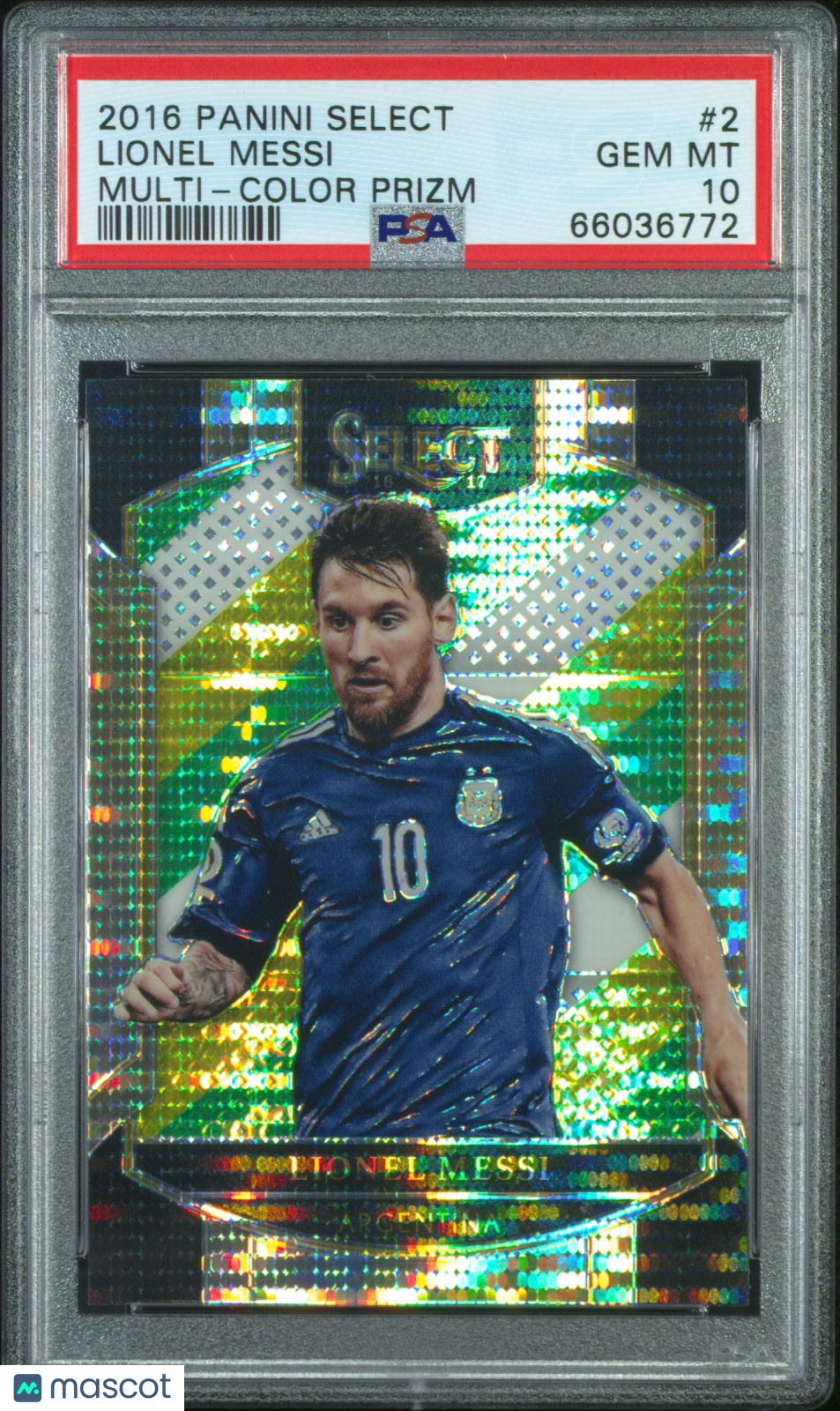 2016 Panini Select Lionel Messi #2 Multi Color Prizm Argentina PSA 10 World Cup